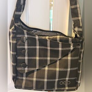 Ogio crossbody messenger bag for everyday use/ black and gray check/ casual